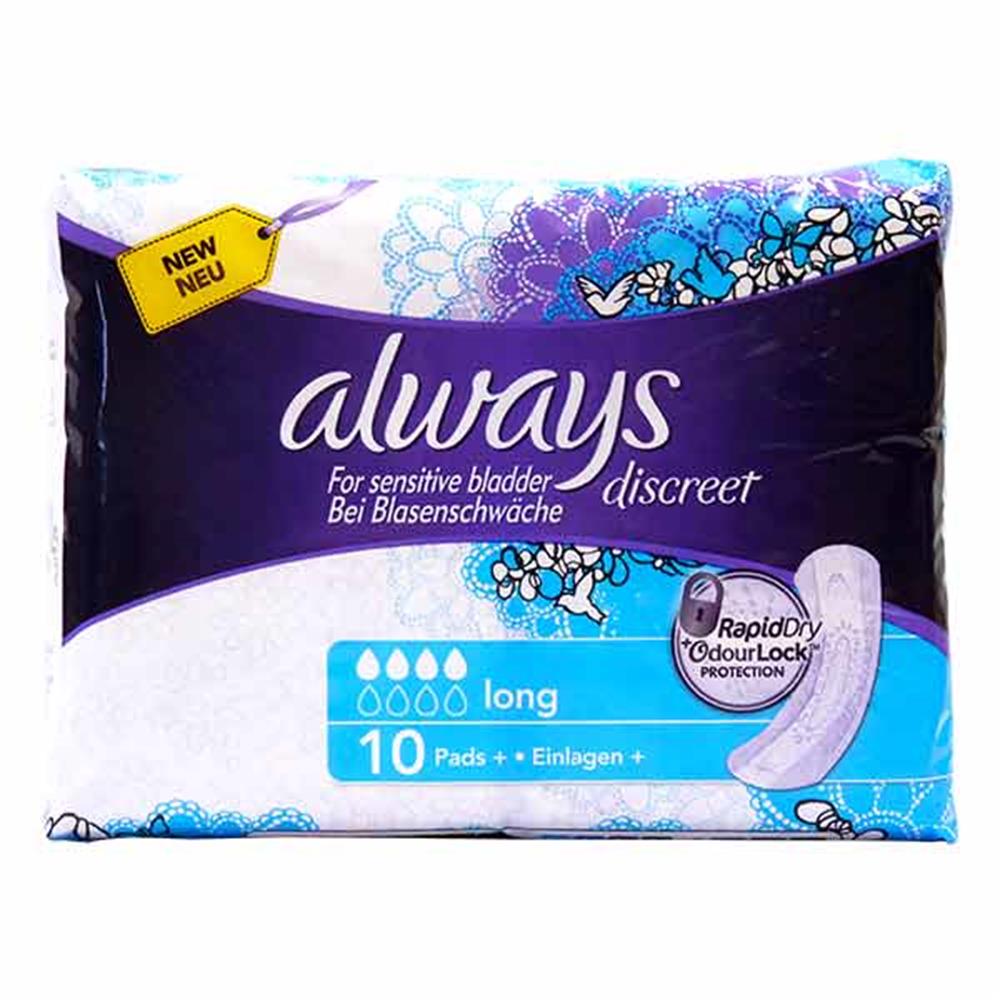 Always Discreet For Sensitive Bladder Long Pads 10 Pack Inish