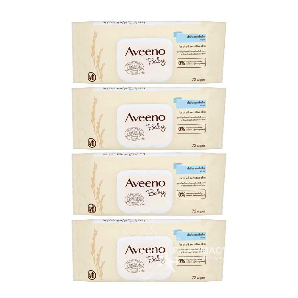 Aveeno Baby Daily Care Baby Wipes 72 x 4 Pack Inish Pharmacy Ireland