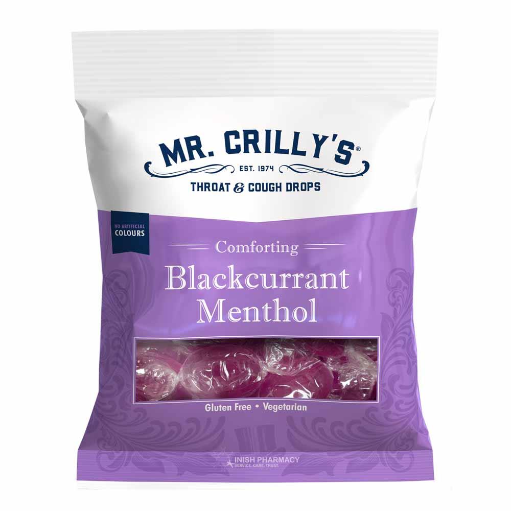 Mr Crilly's Throat & Cough Drops Blackcurrant Menthol 90g Inish