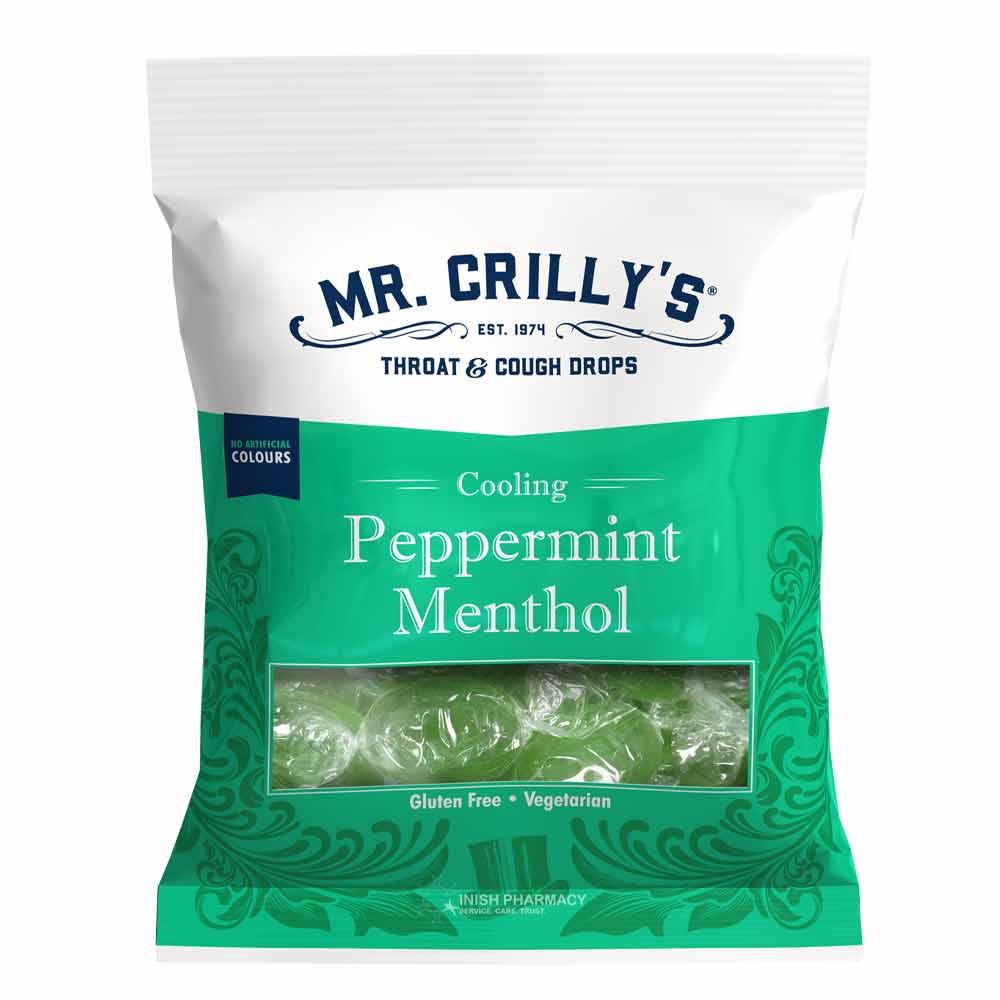 Mr Crilly's Throat & Cough Drops Peppermint Menthol 90g Inish