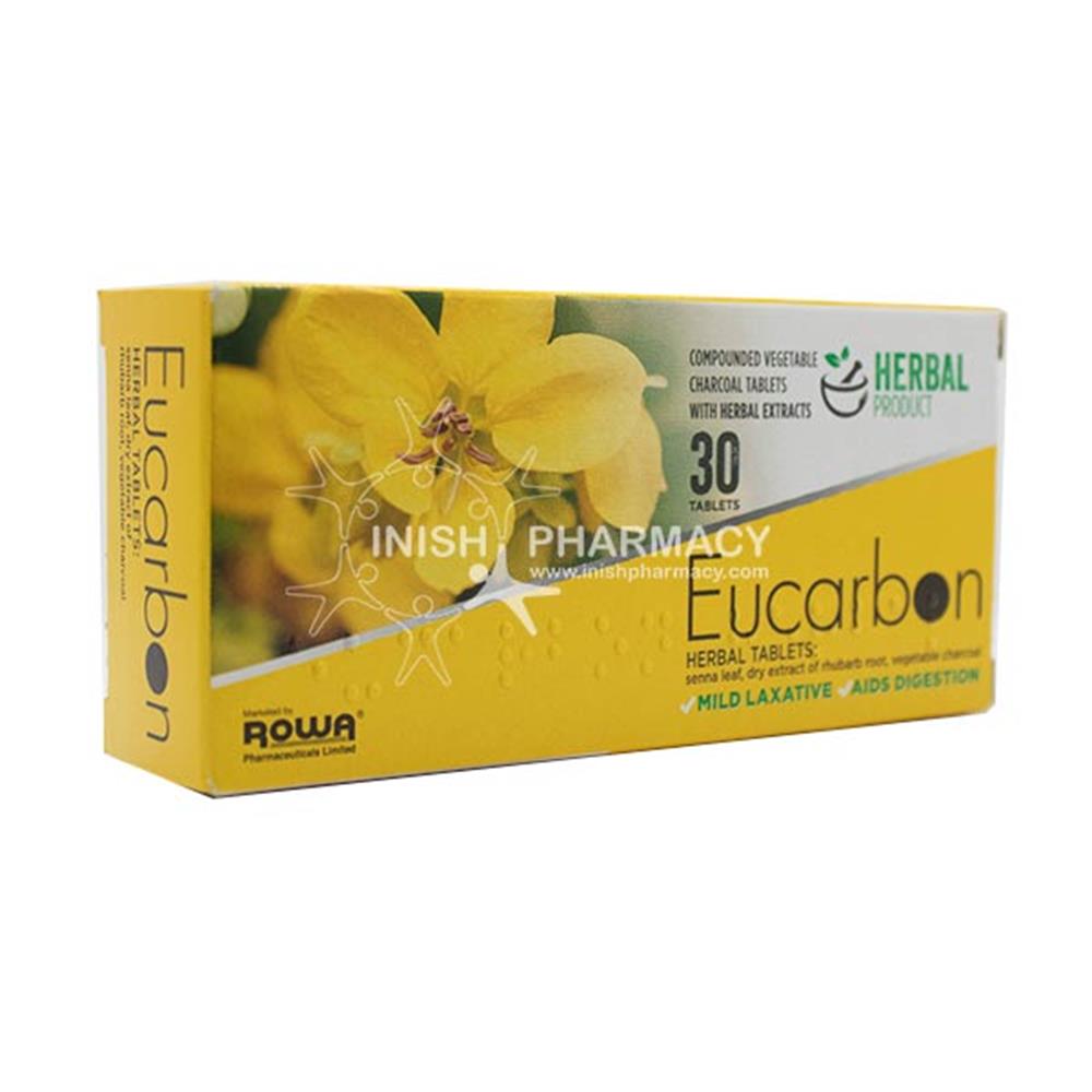 Eucarbon Charcoal with Senna and Rhubarb Root 30 Tablets Inish