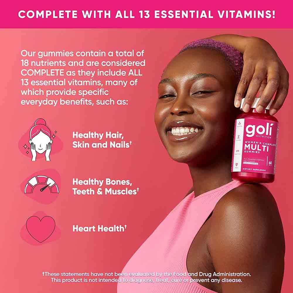 Goli Nutrition Womens Complete Multivitamin Gummies 60 Pack Inish