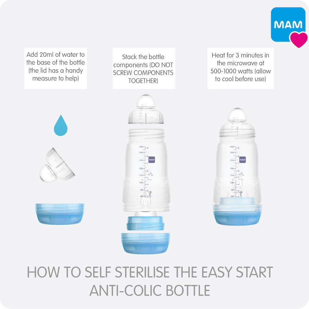 MAM Feed & Soothe 6 Piece Baby Bottle Starter Set 0+Months Inish Pharmacy Ireland