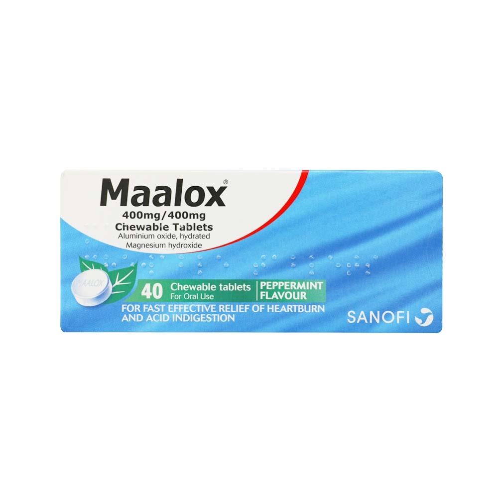 Maalox Chewable Tablets Peppermint Flavour 40 Pack | Inish Pharmacy ...