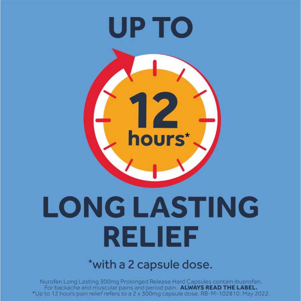 Nurofen Long Lasting Ibuprofen 300mg Prolonged Release Capsules 24 Pack