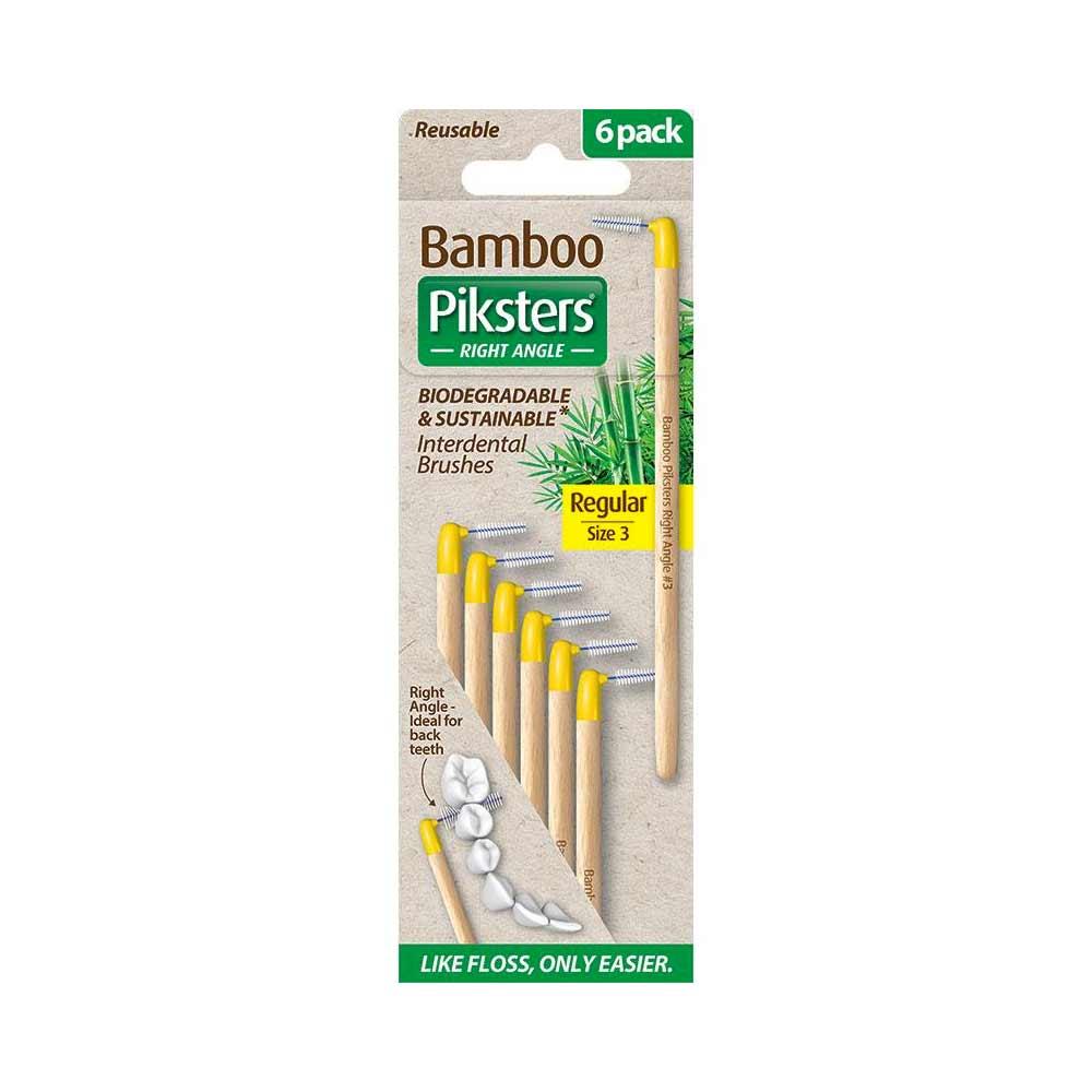 Bamboo Piksters Size 3 Angled Interdental Brush 6 Pack Inish