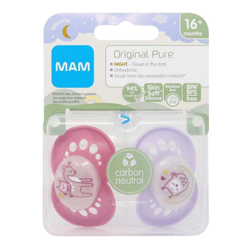 Mam Pure Night 16+M Soother 2 Pack Inish Pharmacy Ireland