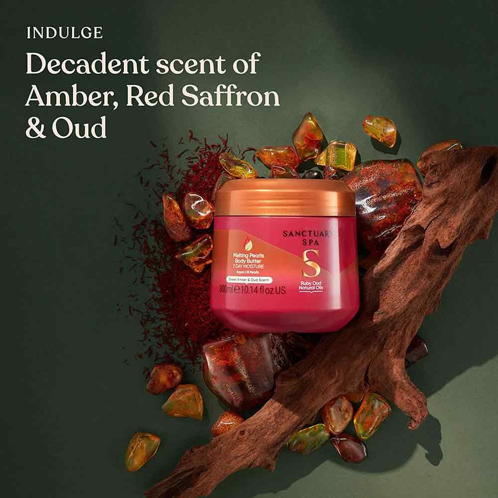Sanctuary Spa Ruby Oud Melting Pearls Body Butter 300ml Inish