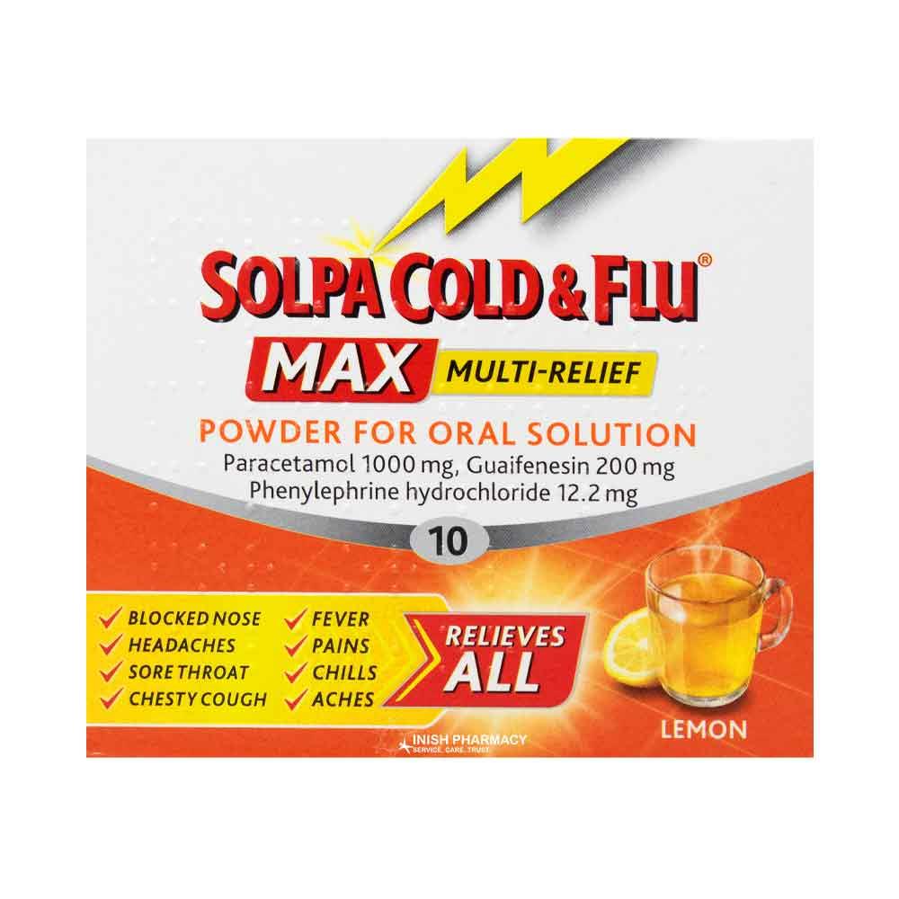 Solpa Cold & Flu Max MultiRelief Lemon Sachets 10 Pack Inish