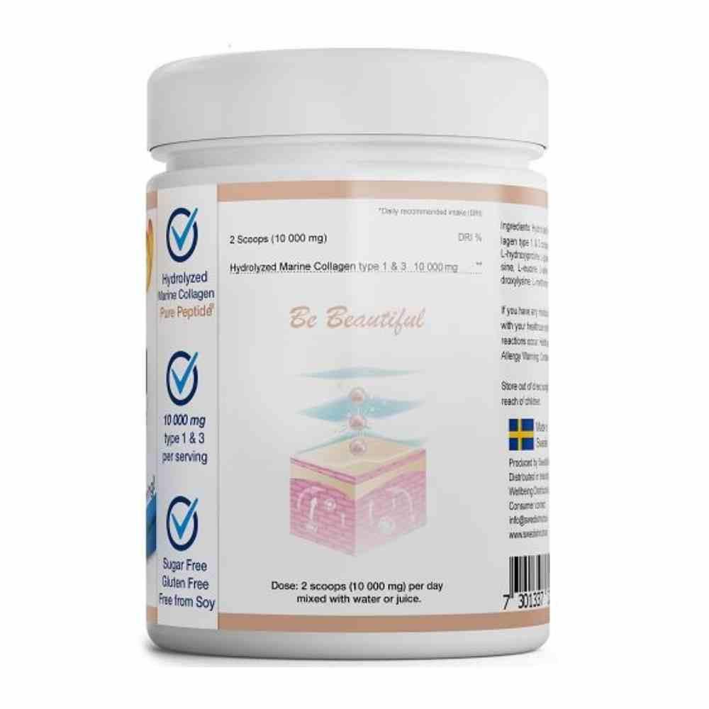 Swedish Nutra Collagen Marine Peptide 10000mg Powder 300g Inish