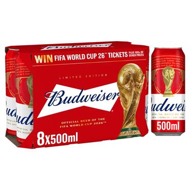 Budweiser Lager 8 x 500ml Cans