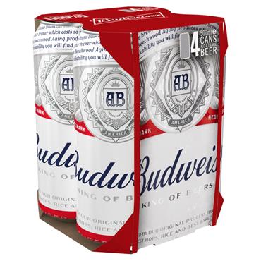 Budweiser Lager 4 x 500ml Cans