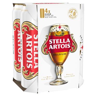 Stella Artois Lager Beer 4 x 500ml Cans