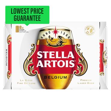 Stella Artois Lager Beer 8 x 500ml Cans