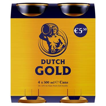 Dutch Gold Lager 4 x 500ml Cans