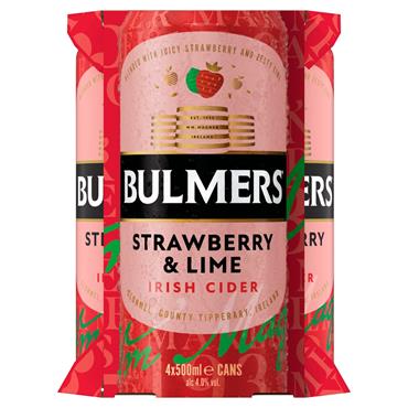 Bulmers Strawberry & Lime Irish Cider 4 x 500ml Cans