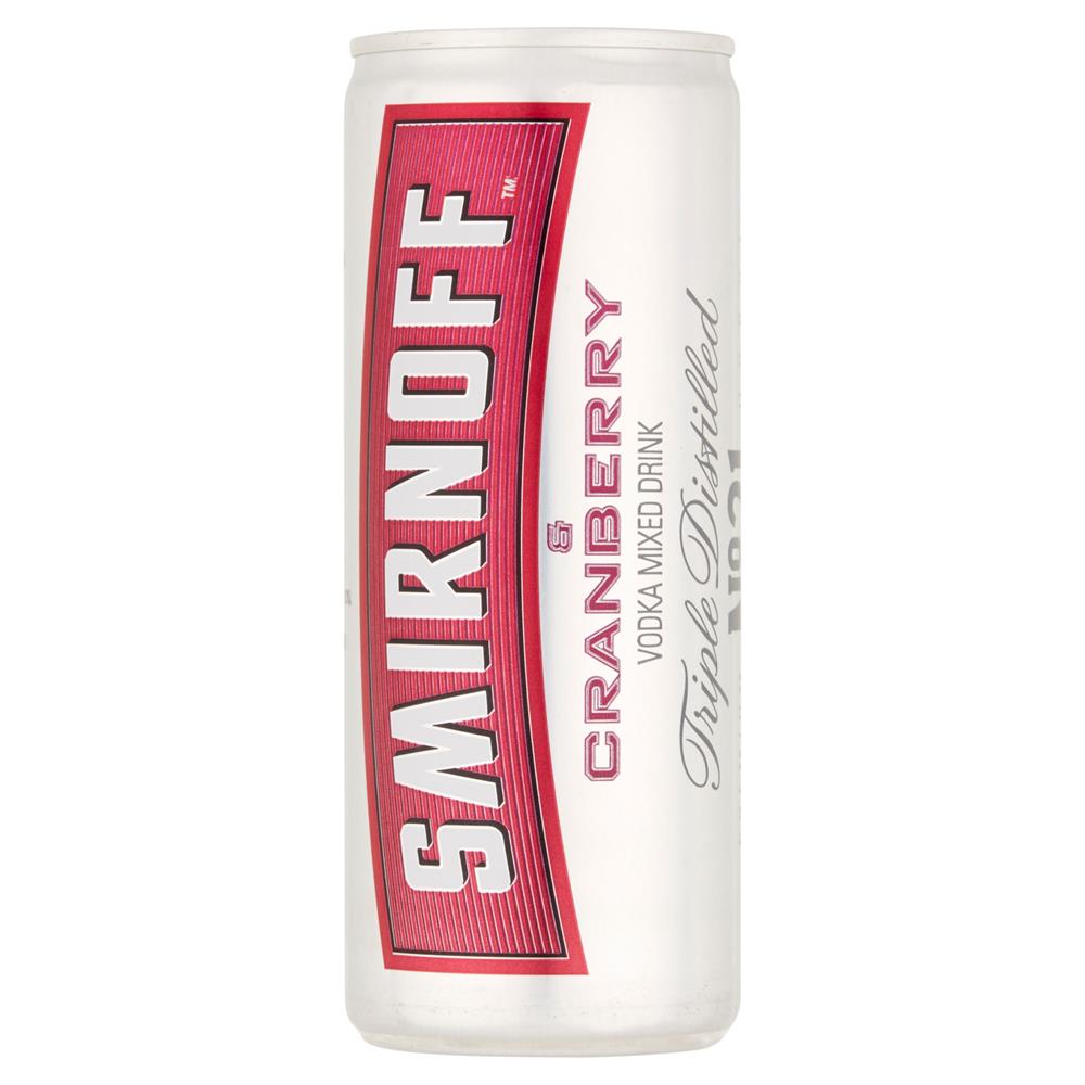 Smirnoff Red Label Vodka and Cranberry 250ml Ready to Drink Premix Can