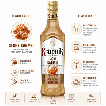Krupnik Slony karmel (Salted Caramel) Liqueur 200ml Bottle