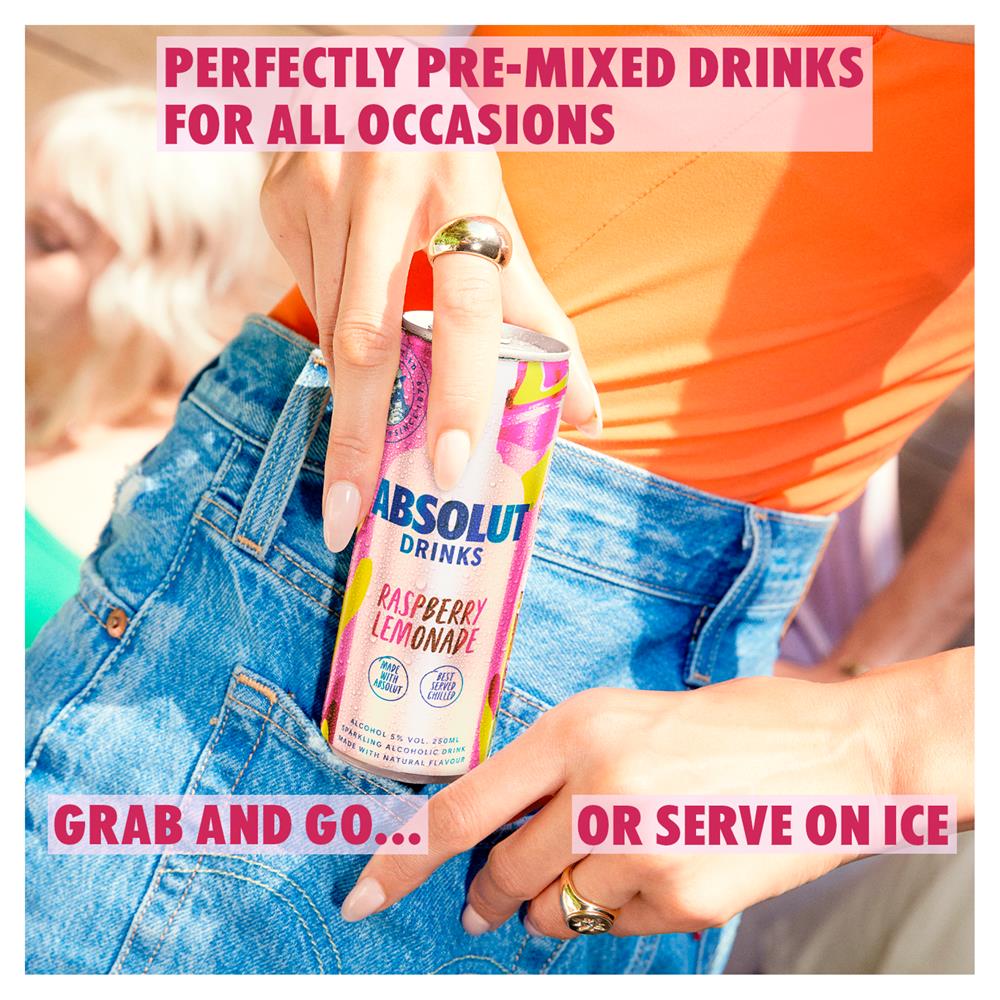 Absolut Drinks Raspberry Lemonade 250ml Can | Buy now at Carry Out Off ...