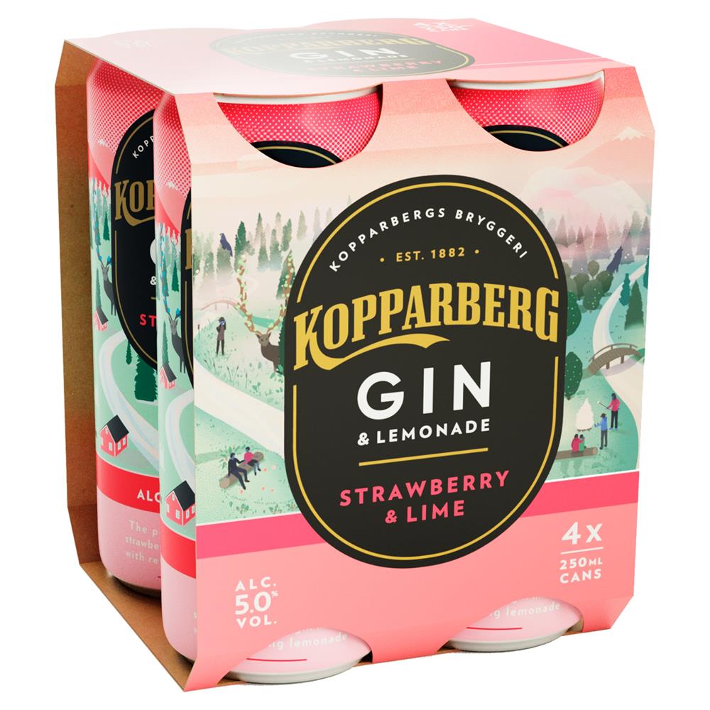Kopparberg Premium Gin Strawberry & Lime 4 x 250ml Buy now at Carry