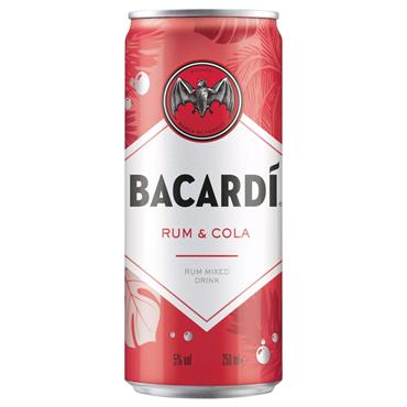Bacardi Carta Blanca & Cola Rum Mixed Drink 250ml Can