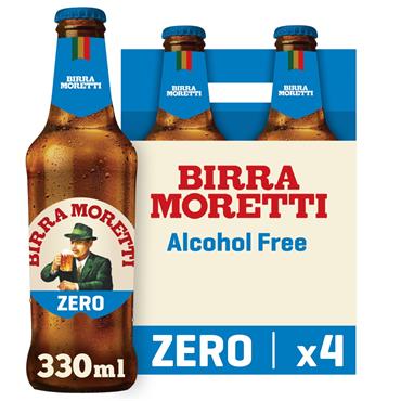 Birra Moretti Zero Alcohol Free Beer 4 x 330ml Bottles