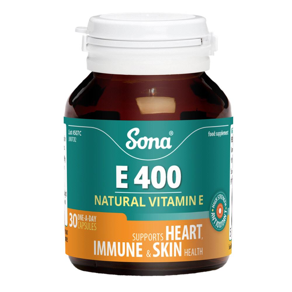 SONA E400 NATURAL VITAMIN E 30 CAPSULES