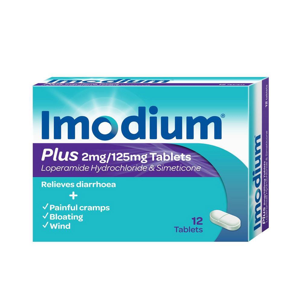 IMODIUM PLUS 2MG / 125MG TABLETS 12 PACK