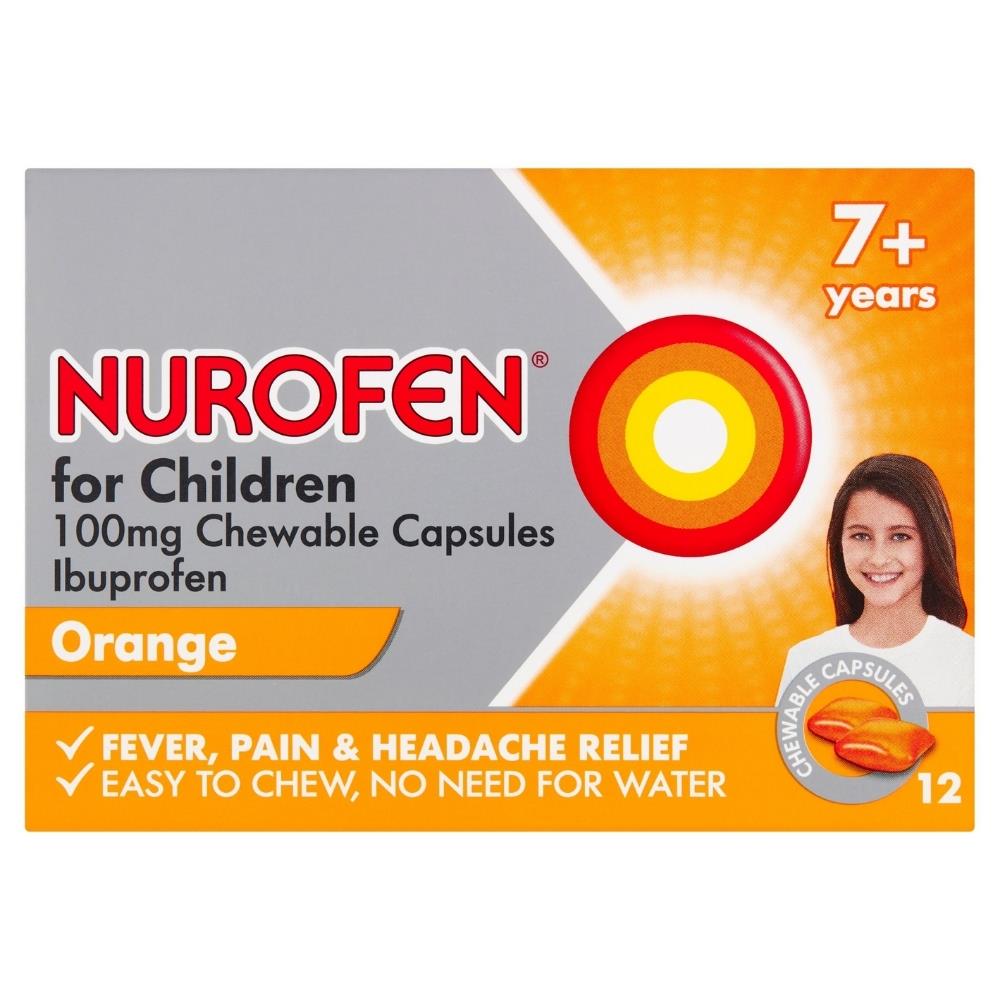 NUROFEN FOR CHILDREN 100MG CHEWABLE CAPSULES 12 PACK