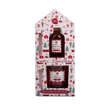 Pan Aroma Apple & Cinnamon Reed Diffuser & Candle Gift Set