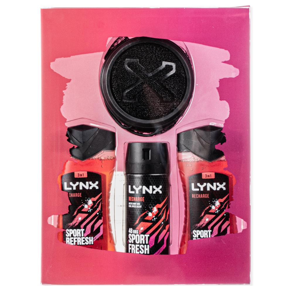 Lynx Recharge Manwasher Set Shower Gel 225ml x2 & Body Spray 150ml