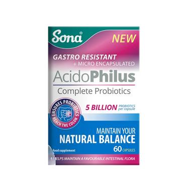 Sona AcidoPhilus Complete - Gastro Resistant + Micro Encapsulated Probiotic Capsules 60 Capsules