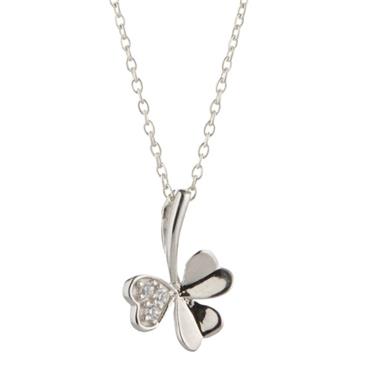 Kilkenny Silver Celtic Shamrock Pendant with Cubic Zirconia KS872
