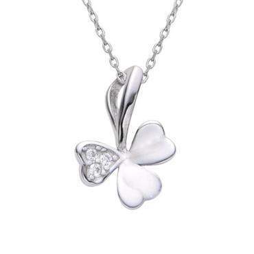 Kilkenny Silver Celtic Shamrock Pendant with Cubic Zirconia KS872