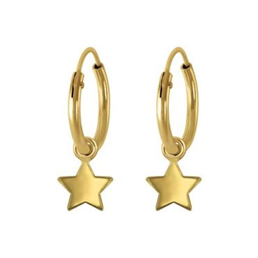 Kilkenny Silver Hoop Star Earrings - Gold E1945YG
