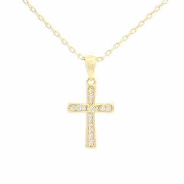 Kilkenny Silver Eyecatching Cross Necklace - Yellow Gold L3284YG