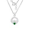 Kilkenny Silver Claddagh Pendant with Emerald Cubic Zirconia CS127GR