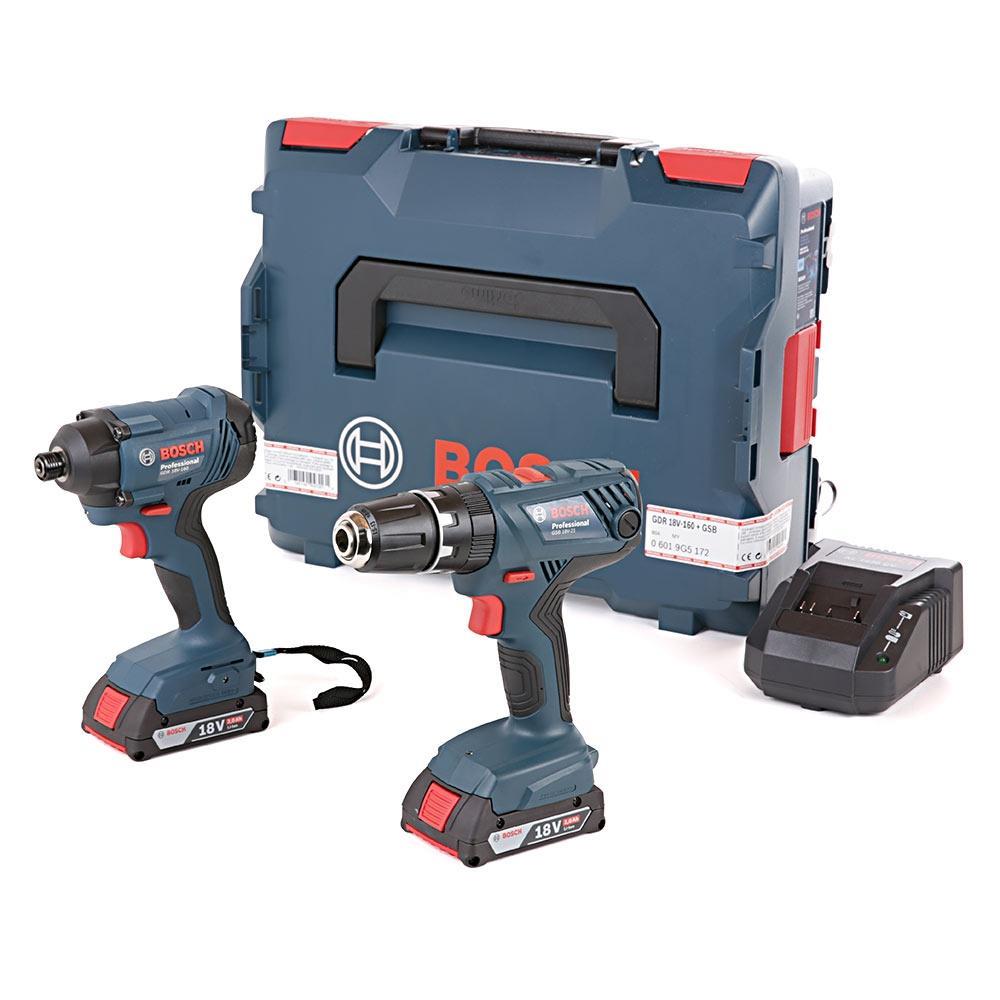 Bosch 18v Brushless Twin Kit Combi Drill+Impact Driver 2x 2Ah Batt