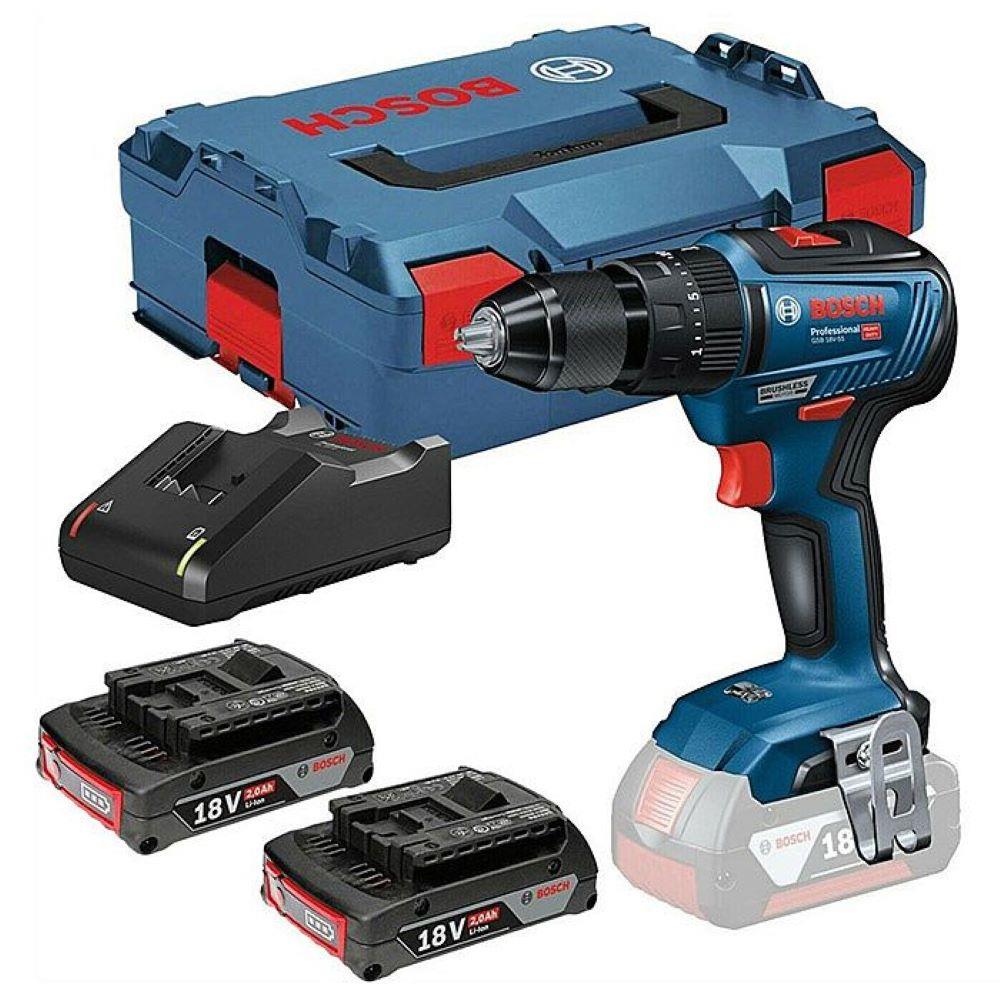 Bosch GSB18V55 18v Brushless Combi Drill, 2x 2Ah Batteries, Charger