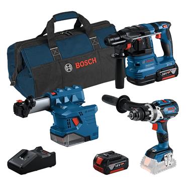 Bosch 3pc Tool Kit 18v - GSB + GBH + GDE + 2 x 4.0Ah & Charger - 0615A5008A
