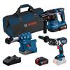 Bosch 3pc Tool Kit 18v - GSB + GBH + GDE + 2 x 4.0Ah & Charger - 0615A5008A