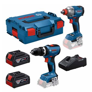 Bosch 2pc Tool Kit 18v Impact Driver / Drill Tool 2×4.0Ah Batteries - 0615A5008E