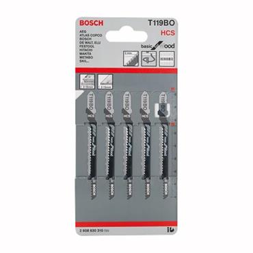 Bosch T 119 BO  - BASIC For Wood - Jigsaw Blade - 5pcs - 2608630310
