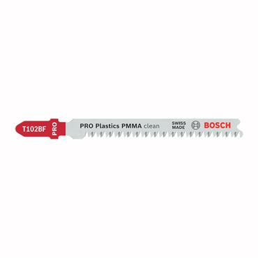 Bosch T102BF  - PRO Plastics PMMA Clean - Jigsaw Blade - 92mm - 5pcs - 2608636781
