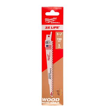 Milwaukee 150MM X 5 TPI - Sawzall - Thin Kerf: Demolition Blades  - 5pcs - 48475035