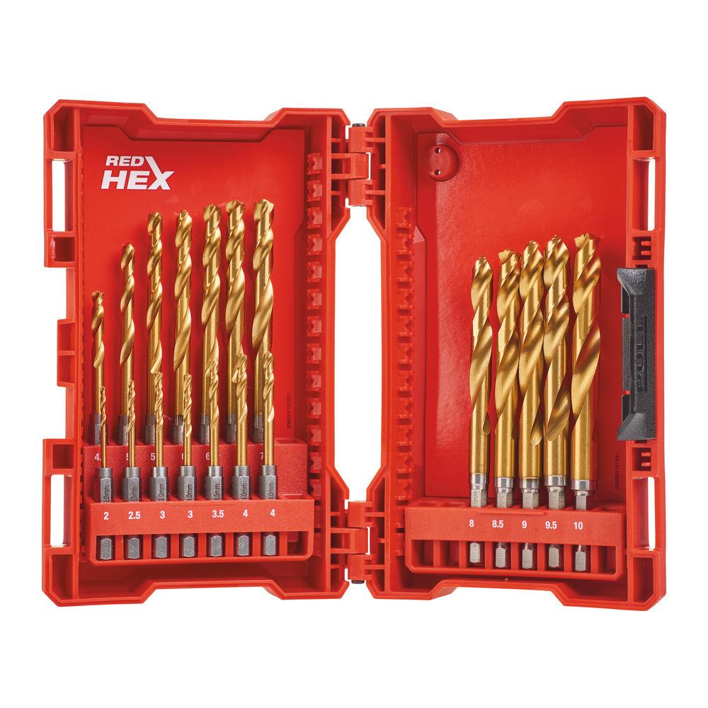 Milwaukee 19 Piece Red Hex Shockwave HHSGround Titanium Metal Drill Bit Set 48894760