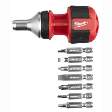 Milwaukee 8 in 1 Compact Ratcheting Multi-Bit Screwdriver - 1pc - 4932471868