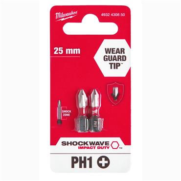 Milwaukee S/Bit - ShW IMPACT DUTY - PH1 - 25mm - 2pc - 4932472035