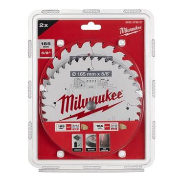 Milwaukee Circular Saw Blades - Twin Pack - 165 x 24T/40T - 2pc - 4932479837