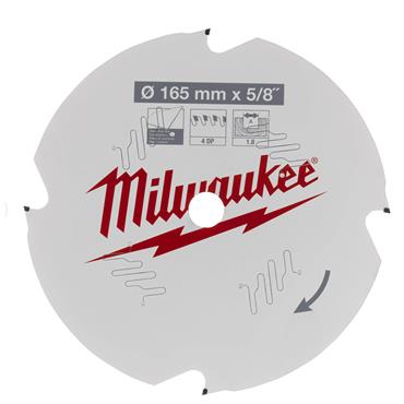 Milwaukee Circular Saw Blades - Hand Held Circular Saws - 165 x 5/8 x 1.8 x 4D - 1pc - 4932493217